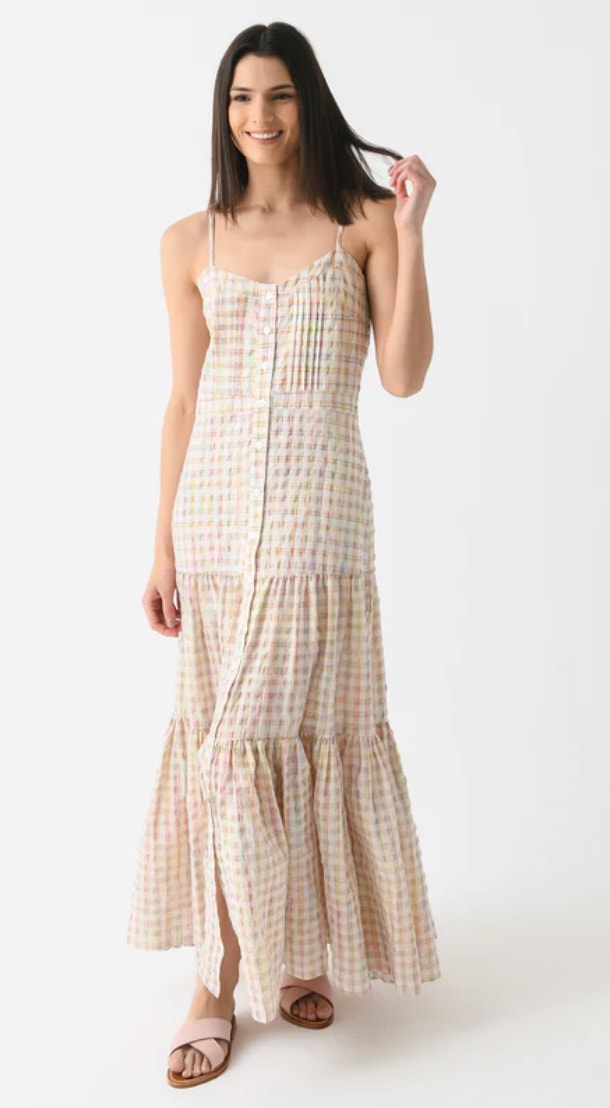 Never A Wallflower Lindsey Long Maxi Sundress In Neon Plaid Size Xs Xsmall New